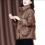 Vintage aluskrae puuvillane polsterdatud jope talvesarvega pandlaga mantel Lahti polsterdatud jope mantel Trendikas korea stiilis naiste mantli taskukaunistus 3XL roosa