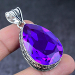 Natural Pink Amethyst Gemstone Handmade 925 Sterling Silver Pendant 2.13 m9a80