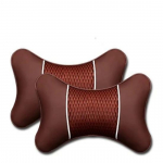 2Pcs Car Seat Neck Pillow Headrest Rest Cushion Support PU Leather Knitted Seat  Auto Black Safety Pillow car Accessories must