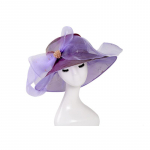 Suurte lilledega p&auml;ikesek&uuml;barad naistele Rannabeež organza teepeok&uuml;bar Elegantne naiste kirik Kentucky Derby laia &auml;&auml;rega Fedoras Adjustable lilla