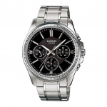 Casio Enticeri analoog, roostevabast terasest musta sihverplaadiga kvartsist meestekell MTP-1375D-1AV