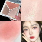 Waterproof high-gloss Contouring Tray Shade Fine Shimmer matte three-color Sleeper Silkworm eyeshadow Tray Powder Long-lasting women's makeup 01#