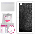 apgo Protective Skin Sticker for the back compatible with Sony Xperia X Performance, Wrap Film, Foil, Vinyl - Pattern Black Leather