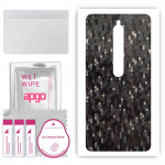 apgo Protective Skin Sticker for the back compatible with Xiaomi Redmi 8, Wrap Film, Foil, Vinyl - Pattern Carbon Black Pixel
