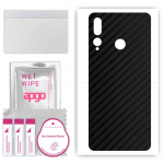 apgo Protective Skin Sticker for the back compatible with Huawei P Smart+ 2019, Wrap Film, Foil, Vinyl - Pattern Carbon Black