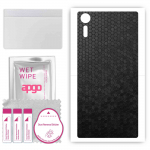 apgo Protective Skin Sticker for the back compatible with Sony Xperia XZs, Wrap Film, Foil, Vinyl - Pattern Black Honeycomb