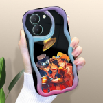 Armas koomiksimustriga kreemjas tekstuuriga korpus, lainelise servaga pehme silikoonkaanega telefoni&uuml;mbris Vivo jaoks Vivo S1 valge