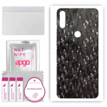 apgo Protective Skin Sticker for the back compatible with Asus Zenfone Max Plus (M2) ZB634KL, Wrap Film, Foil, Vinyl - Pattern Carbon Black Pixel