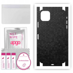 apgo kaitsev nahakleebis tagak&uuml;ljele ja k&uuml;lgedele, mis &uuml;hildub Apple iPhone 11 Pro Maxiga, t&auml;iskile, foolium, vin&uuml;&uuml;l &ndash; mustriga k&auml;rgstruktuuriga muster