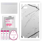 apgo kaitsev nahakleebis tagak&uuml;ljele ja k&uuml;lgedele, mis &uuml;hildub Apple iPhone 8 Plusiga, t&auml;iskile, foolium, vin&uuml;&uuml;l &ndash; mustriga valge marmor