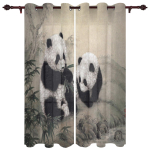 Loom Armas Panda Bambusest Aknakardinad Magamistoa K&ouml;&ouml;gi Dekoor Kardinapaneel Aknakardinad elutuppa 135W x 60H(cm) black