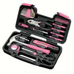 DT9706P 39-osaline t&ouml;&ouml;riistakomplekt, roosa