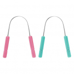 2 tk roostevabast terasest keelekaabits U-kujuline keelekatte puhastusvahend lastele t&auml;iskasvanutele halva hinge&otilde;hu eemaldamiseks kaasaskantav keelepuhastaja