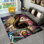 3D-muusika noot klaverikunsti ala suur vaip, vaipvaip elutoa diivani uksemati sisekujunduseks, lapse libisemiskindel p&otilde;randamatt 40x60cm(15x23in)