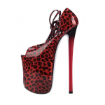 22CM K&otilde;rge Kontsaga Kingad Naiste Kingad Suvesandaalid Stiletto Peep Toe Pole Dance Kingad Pluss Suurus 34 punane