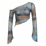 Dames Zomer Sexy Off Shoulder T-s&auml;rk Met Korte Mouwen Dames Sweet Spice Girl Sleutelbeen Korte Top Ins Effen Jarretel T-s&auml;rgid XL must