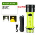 XHP50 sukeldumise taskulamp USB-laadimine veealuse tugeva valguse taskulampi magnetl&uuml;litiga fookus sukeldumise taskulamp B- white, warm light