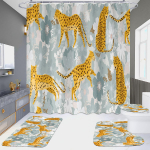 4 tk Leopard seeria du&scaron;ikardinate komplektid vannitoa jaoks libisemiskindlad vannitoavaibad kaas WC kate vannimatt 4Pcs