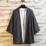 Meeste suvine seitsmeosaline varrukaga kardigan Jaapani yukata traditsiooniline Jaapani r&otilde;ivas &uuml;hev&auml;rviline vabaaja topp 5XL must