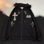 S&uuml;giskapuutsiga tikitud Cross Flame Coat Couple avar sviiter M must