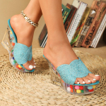 Naiste platvormsandaalid Seksikas kiilkonts 11CM k&otilde;rged kontsad Automudeli Catwalk Pole Dance kingad Kristallist tallaga sussid LFD-1101-A65 40 sinine