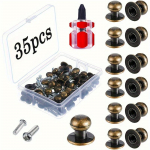 35 tk mini &uuml;mmargused nupud &ndash; sobivad suurep&auml;raselt ehtekarpide ja v&auml;ikese m&ouml;&ouml;bli jaoks vintage sahtli metallist &uuml;mmargune t&otilde;mbab kruvidega ehete organiseerimisnuppe 35pcs