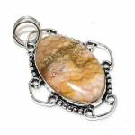 Fossil Coral Gemstone Handmade 925 Sterling Silver Jewelry Pendant 2.17 z3b91