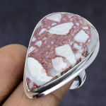 Silver Leaf Jasper Gemstone 925 Sterling Silver gift Jewelry Ring Size 7 M7K94