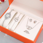 5tk komplekt Kellad Naiste k&auml;ekellad Lihtne vabaaja naiste analoog k&auml;ekell k&auml;ev&otilde;ru kaelakee k&otilde;rvar&otilde;ngas kingitus Montre Femme