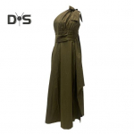 Naiste &Otilde;htukleit K&otilde;rge L&otilde;hik &Uuml;he &Otilde;laga Varrukateta Plisseeritud K&otilde;rge V&ouml;&ouml;koht Ebakorrap&auml;rane &Uuml;hev&auml;rviline Kokteil Pulmapidu Bankett Maksikleit Ballikleit XL armee roheline v&auml;rv