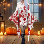Naiste moekas gooti punk nahkhiirevarrukatega 3D armas halloweeni prindiga ebaregulaarne peokleit L must