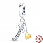 Algse disainiga ripats tsirkoonist s&uuml;damekujuline 26 inglise t&auml;hte AZ v&otilde;lu helmed sobivad 925 originaal k&auml;ev&otilde;ru kaelakee ehted