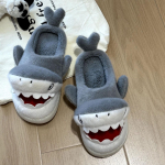 Armsad Cartoon Shark Couple kingad puuvillased sussid naistele siseruumides talveks soojust isoleerivad paks tallaga libisemisvastased pl&uuml;&uuml;ssussid 36-37 beež