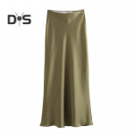 Naiste seelik k&otilde;rge v&ouml;&ouml;kohaga satiin t&auml;isv&auml;rviga elastne joon Slim Fit, pehme hingav pahkluu pikkusega OL pendelr&auml;nnaku stiil pidulik pidulik balli seelik S pruun