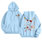 Naiste mood vabaaja pikkade varrukatega, tr&uuml;kitud &uuml;mmarguse kaelusega kapuutsiga taskutega s&auml;rk XL