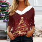 3/4 varrukatega s&auml;rgid naistele J&otilde;ulutr&uuml;kiga graafilised t-s&auml;rgid Pluusid Suures suuruses vabaaja n&ouml;&ouml;biga topid Pullover M punane