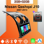 Android Carplay autoraadio Nissan Qashqai J10 2007-2013 multimeediumipleieri peakomplekti stereo GPS-navigatsioon BT WIFI 2+32GB 2+32GB,A