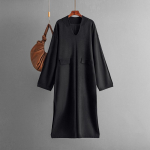 S&uuml;gistalv Lazy Wind avar V-kaelusega kampsun, naiste pikkade varrukatega kootud lai kleit One Size roosa punane v&auml;rv