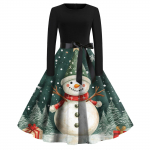 Naiste moe vintage pikkade varrukatega &uuml;mara kaelusega j&otilde;ulutr&uuml;kiga peokleit S roheline