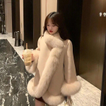 Paksendatud keebimantel Naiste pikk villane jope Patchwork talvemantel S valge