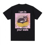 Naljakas I Eat Cement Cat Meme Graafiline T-s&auml;rk Meeste Naiste Mood vabaaja l&uuml;hikeste varrukatega T-s&auml;rgid Suvetopsid Puuvillane Suurem&otilde;&otilde;tmeline T-s&auml;rk S must