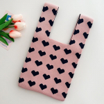 Uus s&uuml;damemustriga kootud k&auml;ekotid Naiste k&auml;sitsi valmistatud s&otilde;lmega randmekott vabaaja v&auml;ike kandekott t&uuml;drukutele korduvkasutatavad ostukotid 19.5x1.5x35cm roosa