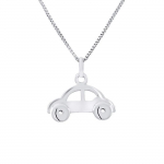Pendentif Enfants - L&Eacute;A & ARTHUR - Voiture - Or Blanc 375 - Bijou Anallergique - Sac Cadeau