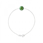 PERLINEA - Bracelet - V&eacute;ritable Perle de Culture d'Eau Douce 8-9 mm Vert Intense - Argent 925 Milli&egrave;mes - Bijoux Femme
