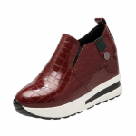 Wegde kontsakingad naiste k&otilde;rgust suurendavad tossud Slip on Loafers Naiste PU-nahast vabaajajalatsid Naiste platvormtossud 35