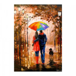 Armastajapaar vihmavarjuga t&auml;naval jalutamas Eiffeli torni l&otilde;uend &Otilde;limaal Plakat S&uuml;gismaastik Seinakunst Kodukaunistus 20x30cm