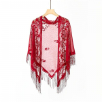 Uus tikandiga pitsist sall Lilleline kolmnurkne loorist sall naistele peosall pulma pont&scaron;o stoles naiste peapaela m&auml;hised