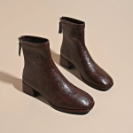 Moodsad Punk stiilis saapad Ankle Boots naistele Elegantne keskmise kontsaga Pruun Naiste L&uuml;hikesed kingad Combat Nahast K&otilde;rge kvaliteediga Jalatsid 34