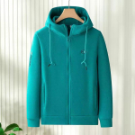 Naiste kapuutsiga jope paksendatud soe mood s&uuml;gis ja talv polaarfliisist kampsun vabaaja v&auml;ljas&otilde;iduks vaba siluetiga L paabulinnu sinine v&auml;rv