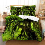 Moodne Roheline Metsamaastik Digitaaltr&uuml;kiga Voodipesukomplekt 3D Moodne Disain Sulet&auml;idisega Voodikate Padjap&uuml;&uuml;r 2-3 Osa Kodutekstiil US Full(200x230cm)